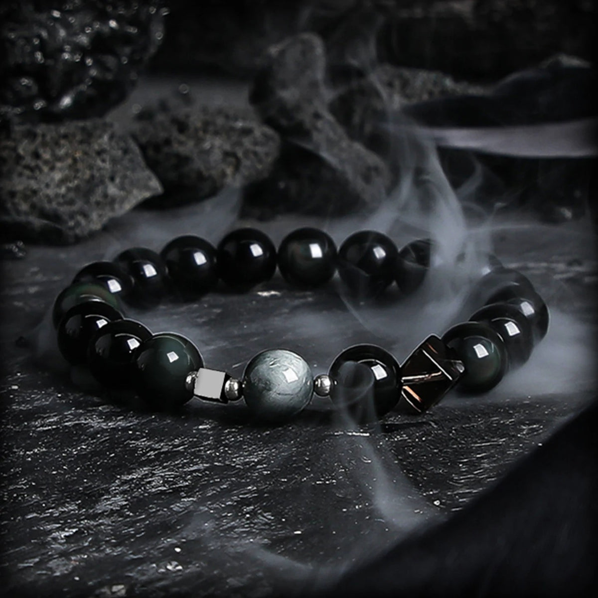 【Zhao】Natural Golden Obsidian Bracelet for Men, High-End Vintage Tiger Eye Bead Bracelet, Couple's Birthday Gift