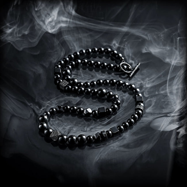 【Profound】Retro Original Obsidian Beaded Necklace for Men, Unique Sweater Chain with a Minimalist Design Main Image