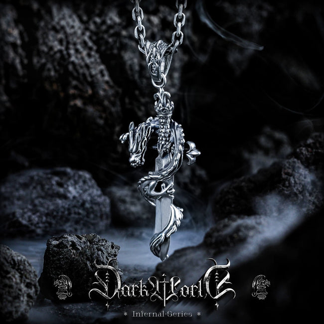 【Zhu Jiuyin]】Panlong Cross Pendant Men's 925 Silver Necklace, Premium Feel, Birthday Gift for Boyfriend Main Image