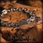 【Dark Pattern】Retro European & American Vine Military Design S925 Silver Men's Bracelet, Cuban Chain, Birthday Gift