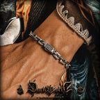 【Dark Pattern】Retro European & American Vine Military Design S925 Silver Men's Bracelet, Cuban Chain, Birthday Gift