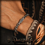 【Dark Pattern】Retro European & American Vine Military Design S925 Silver Men's Bracelet, Cuban Chain, Birthday Gift