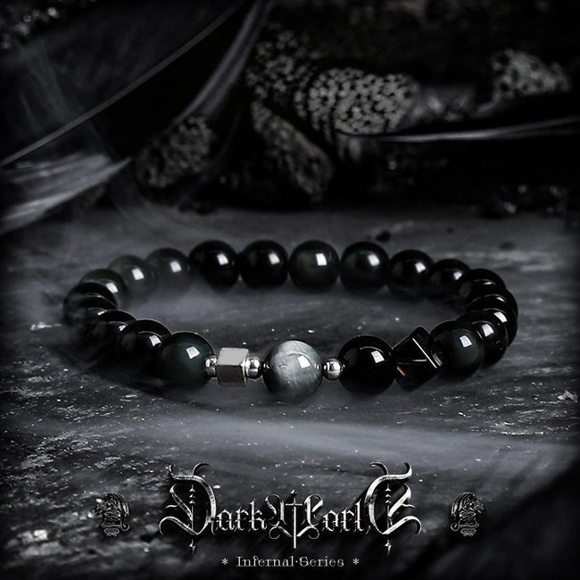 【Zhao】Natural Golden Obsidian Bracelet for Men, High-End Vintage Tiger Eye Bead Bracelet, Couple's Birthday Gift Hover Image