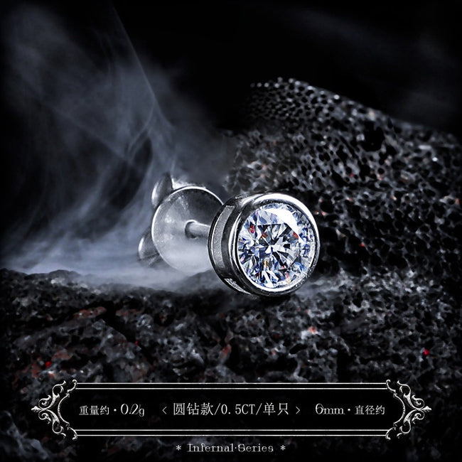 【Brilliant】 D-color moissanite stud earrings for men, 925 silver earrings for women, high-end niche style, single piece for ear care Hover Image