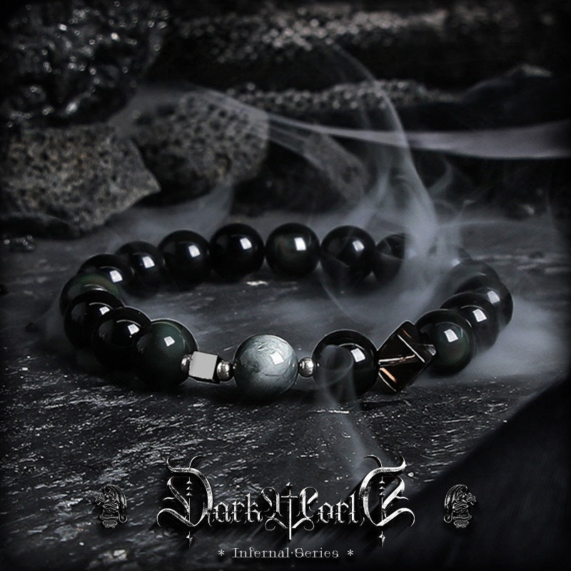【Zhao】Natural Golden Obsidian Bracelet for Men, High-End Vintage Tiger Eye Bead Bracelet, Couple's Birthday Gift