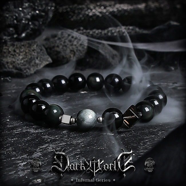 【Zhao】Natural Golden Obsidian Bracelet for Men, High-End Vintage Tiger Eye Bead Bracelet, Couple's Birthday Gift Main Image