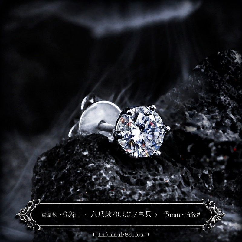 【Brilliant】 D-color moissanite stud earrings for men, 925 silver earrings for women, high-end niche style, single piece for ear care