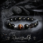 【Zhao】Natural Golden Obsidian Bracelet for Men, High-End Vintage Tiger Eye Bead Bracelet, Couple's Birthday Gift