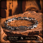 【Dark Pattern】Retro European & American Vine Military Design S925 Silver Men's Bracelet, Cuban Chain, Birthday Gift
