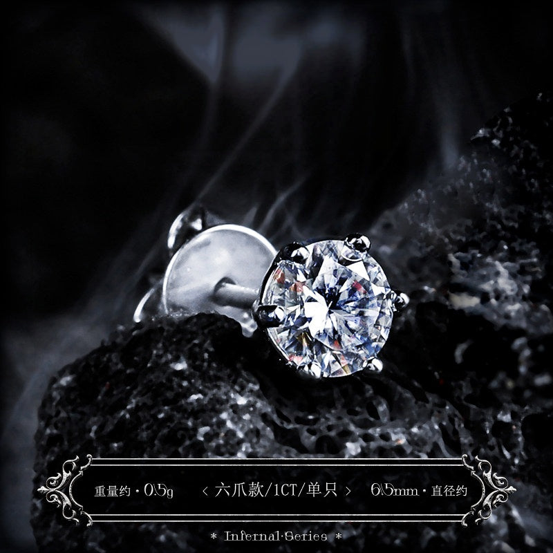 【Brilliant】 D-color moissanite stud earrings for men, 925 silver earrings for women, high-end niche style, single piece for ear care